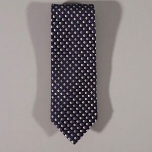 Tino Cosma Necktie Mens OS Dark Blue Silver Dotted Geometric Silk Made in Italy